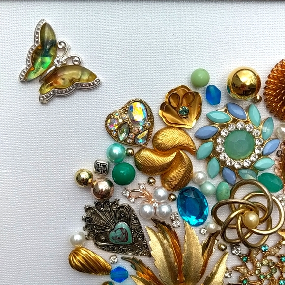 Artisan mosaic wall art decor framed jewelry art vintage one of a kind-modified! - Picture 4 of 16